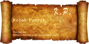 Kolek Patrik névjegykártya